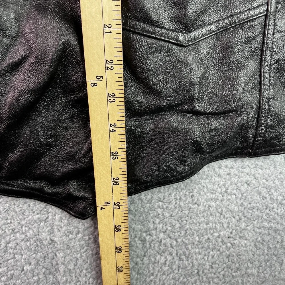 Oscar Piel Mens Leather Vest Black Usa Eagle Waist Length V Neck L‎ M